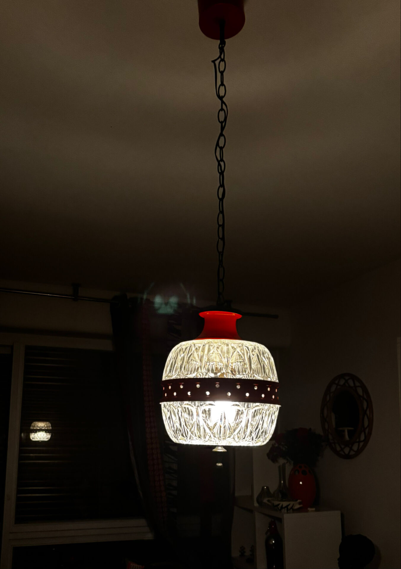 Suspension Mid Century en verre et métal