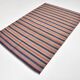 Navy Blue & Terracotta Hand Woven Turkish Striped Kilim Rug, 147x217 Cm
