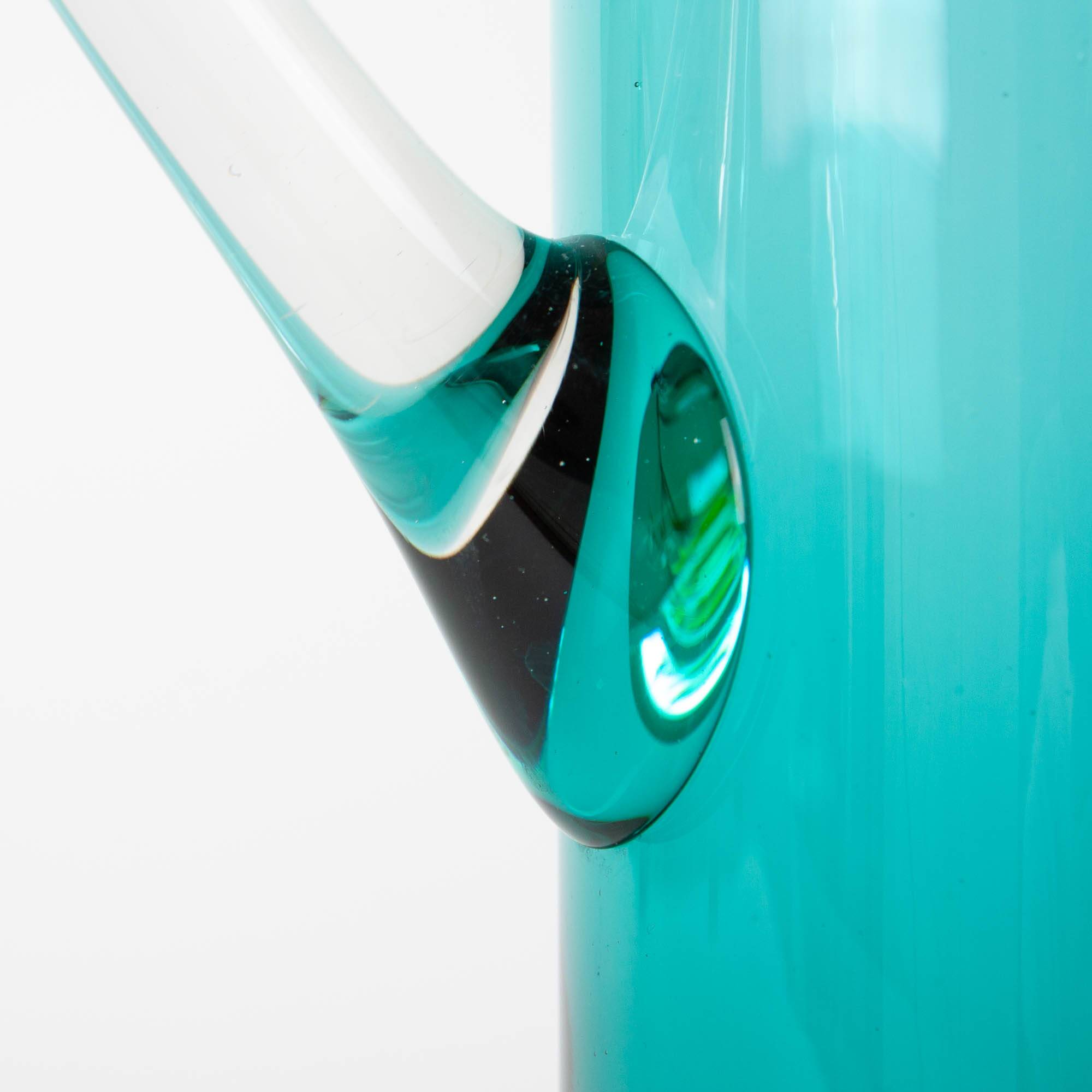 1960s Portuguese Turquoise Glass Jug