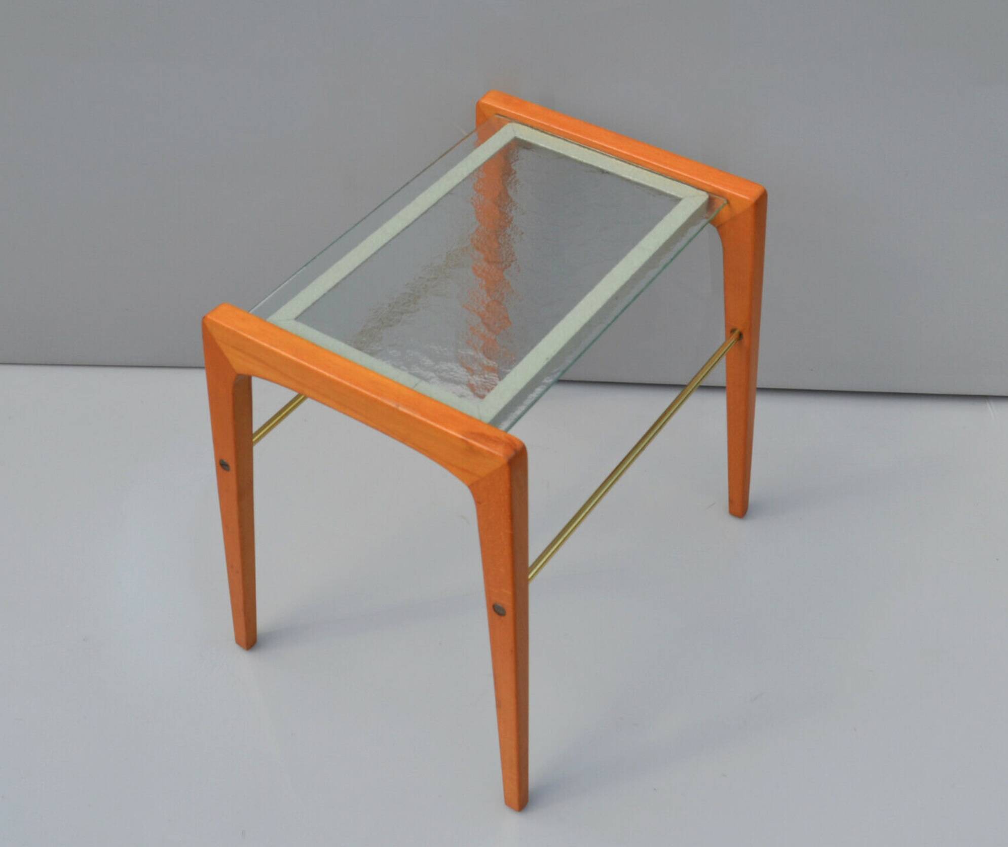 Vintage Danish Coffee Table Oak and Glass Top, Sweden Circa 1970's