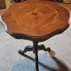 Charming vintage side table – carved wood and inlaid top