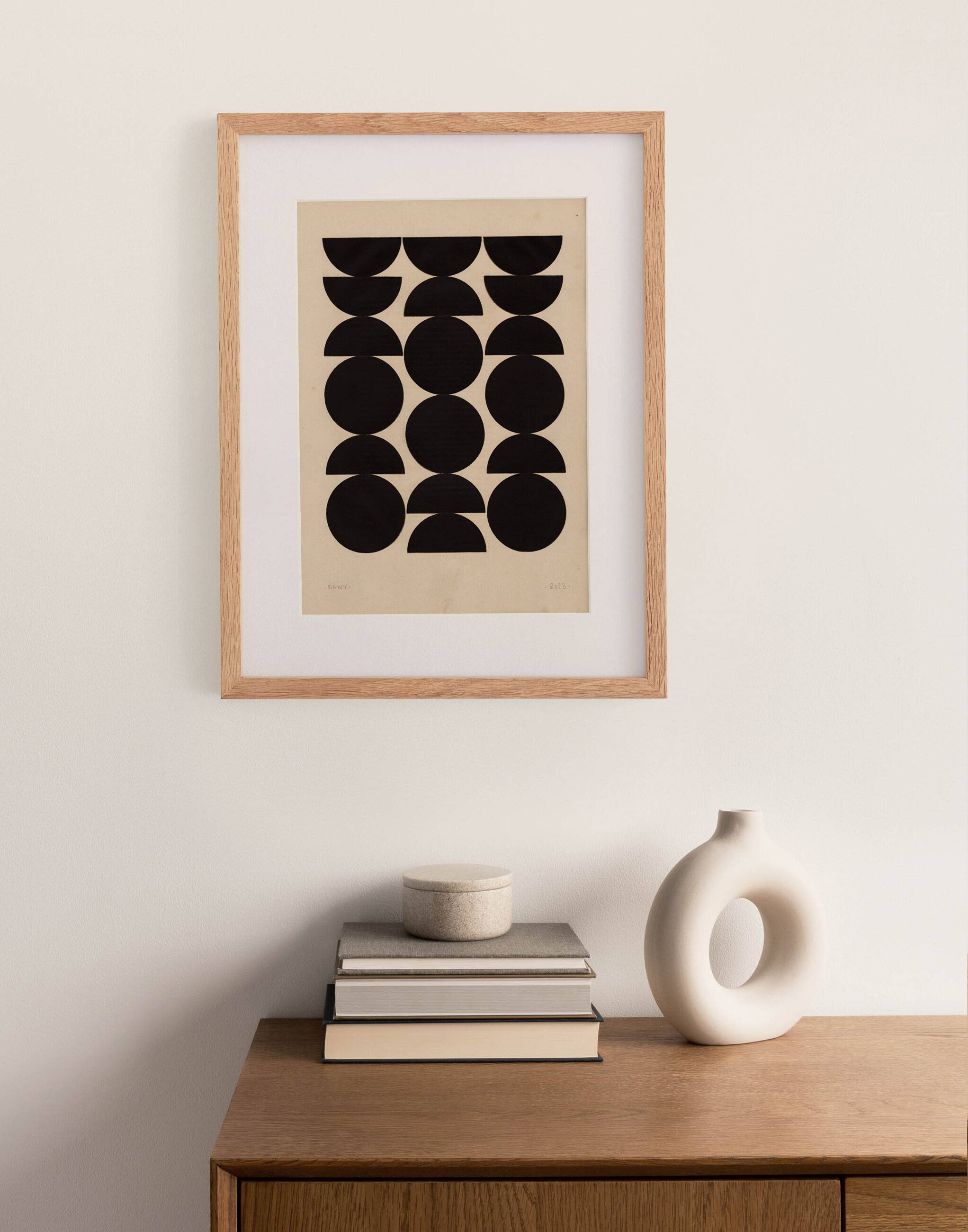 Abstract black collage on old paper signed eawy.