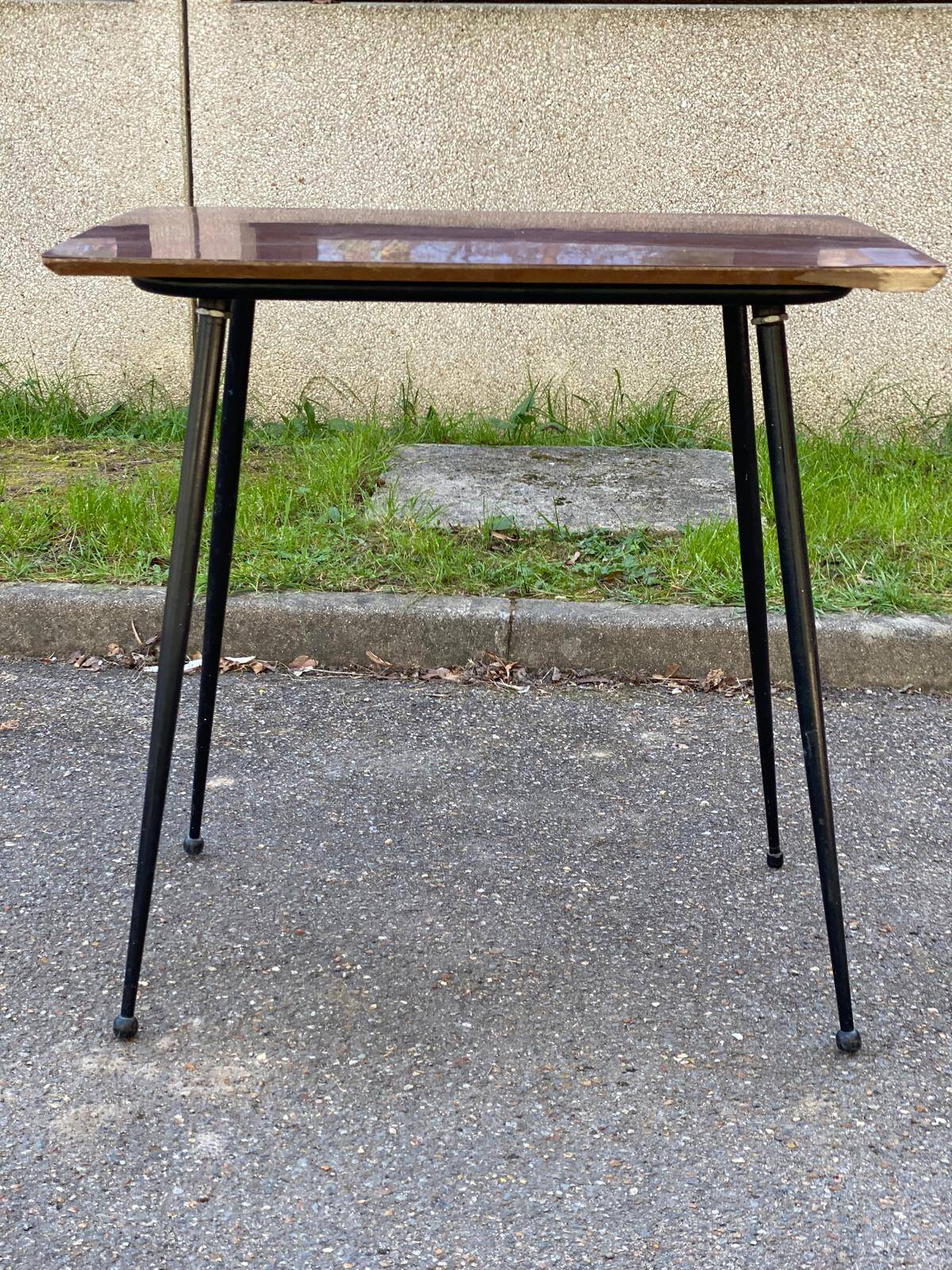Scandinavian steel and rosewood dining table