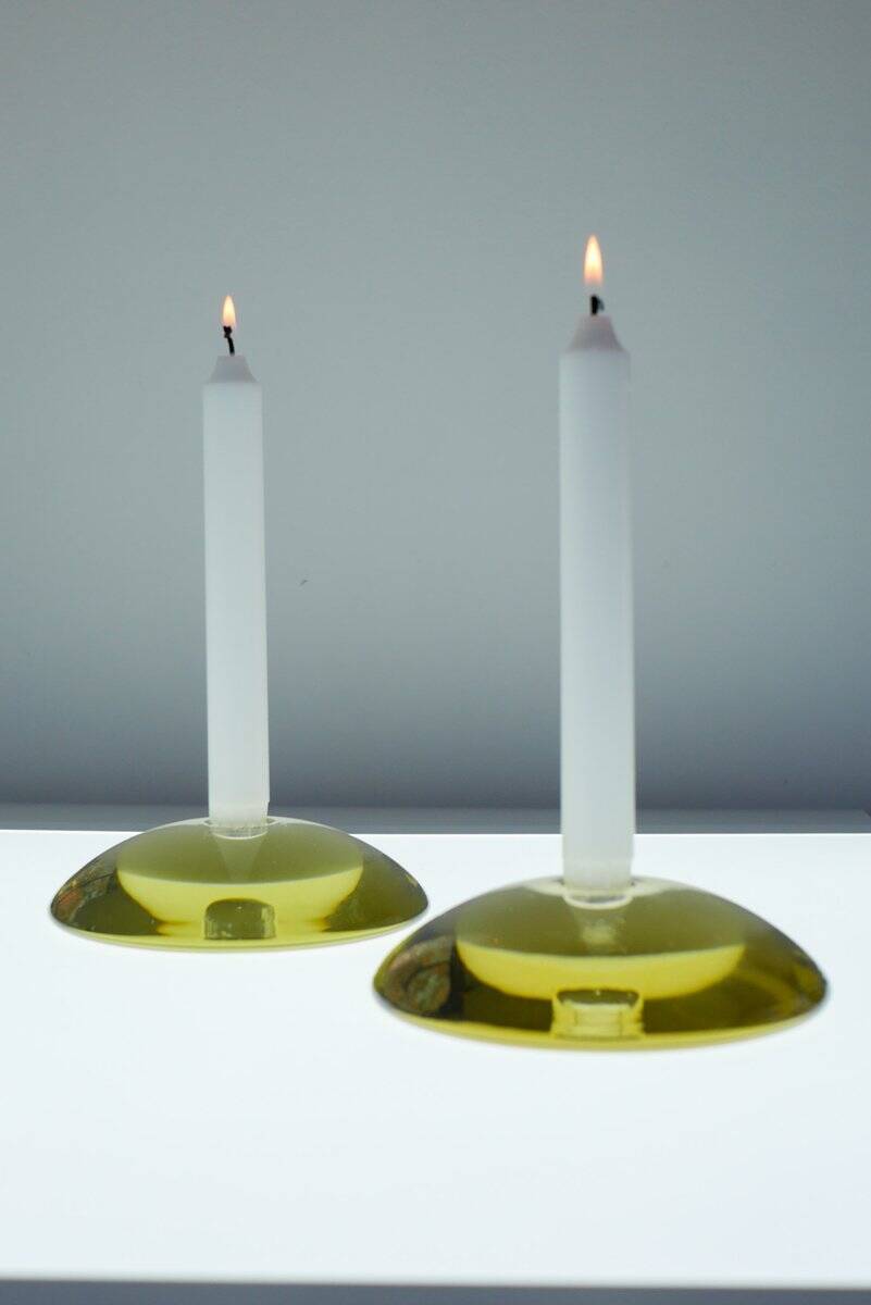 Glass candleholders by Anne Nilsson for Kosta, 2000s, set of 2