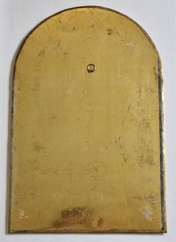 Miroir mural arche en laiton poli, artisanat marocain, 44 x 29 cm