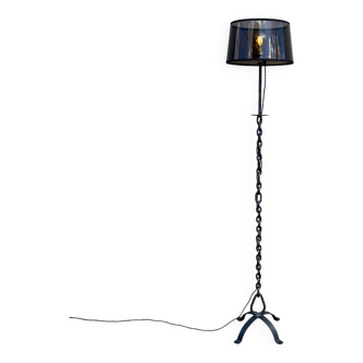 Brutalist floor lamp, chain, restored