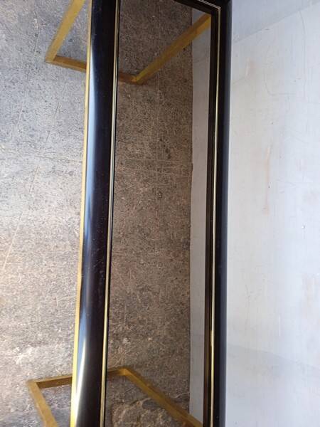 Designer console in gilded brass and glass, 1970s