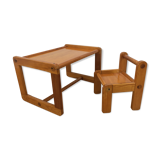 Baumann children's pine desk and chair, 1970
