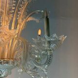 Venetian lustre in colourless Murano glass, 6 light arms, circa 1950.