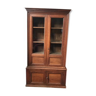 Oak library or curiosity cabinet showcase