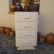 Art Deco chest of drawers in white painted wood with 4 drawers