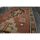 Vintage Turkish Oushak handmade wool cotton brown runner rug 137X338