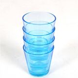 Set of 4 Iittala / Kaj Franck 'Kartio' drinking glasses / 'glacier blue' / Mid Century Modern design / Finland