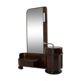 1930s art deco toilet cabinet with mirror in walnut, czechoslovakia