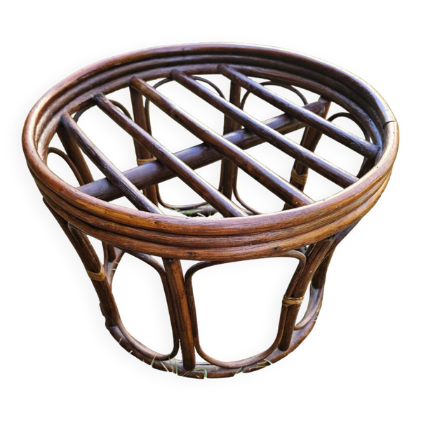 Tabouret en bambouben osier : 80's