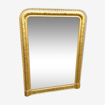 Miroir d'époque Louis Philippe doré feuille d'or 142 x 103 cm