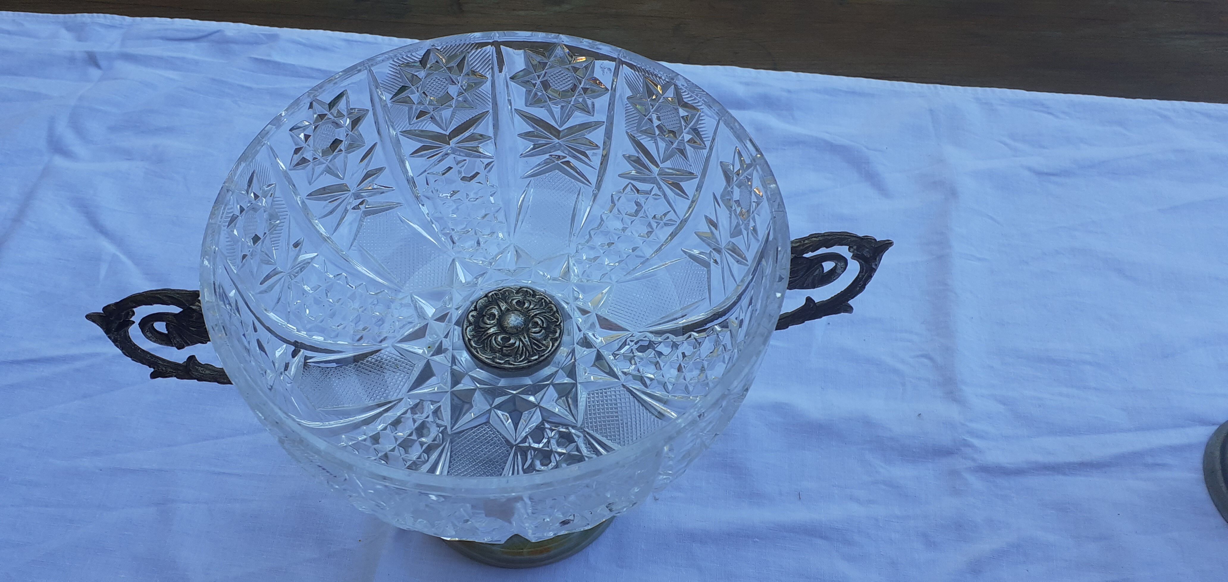 Crystal cup and silver metal