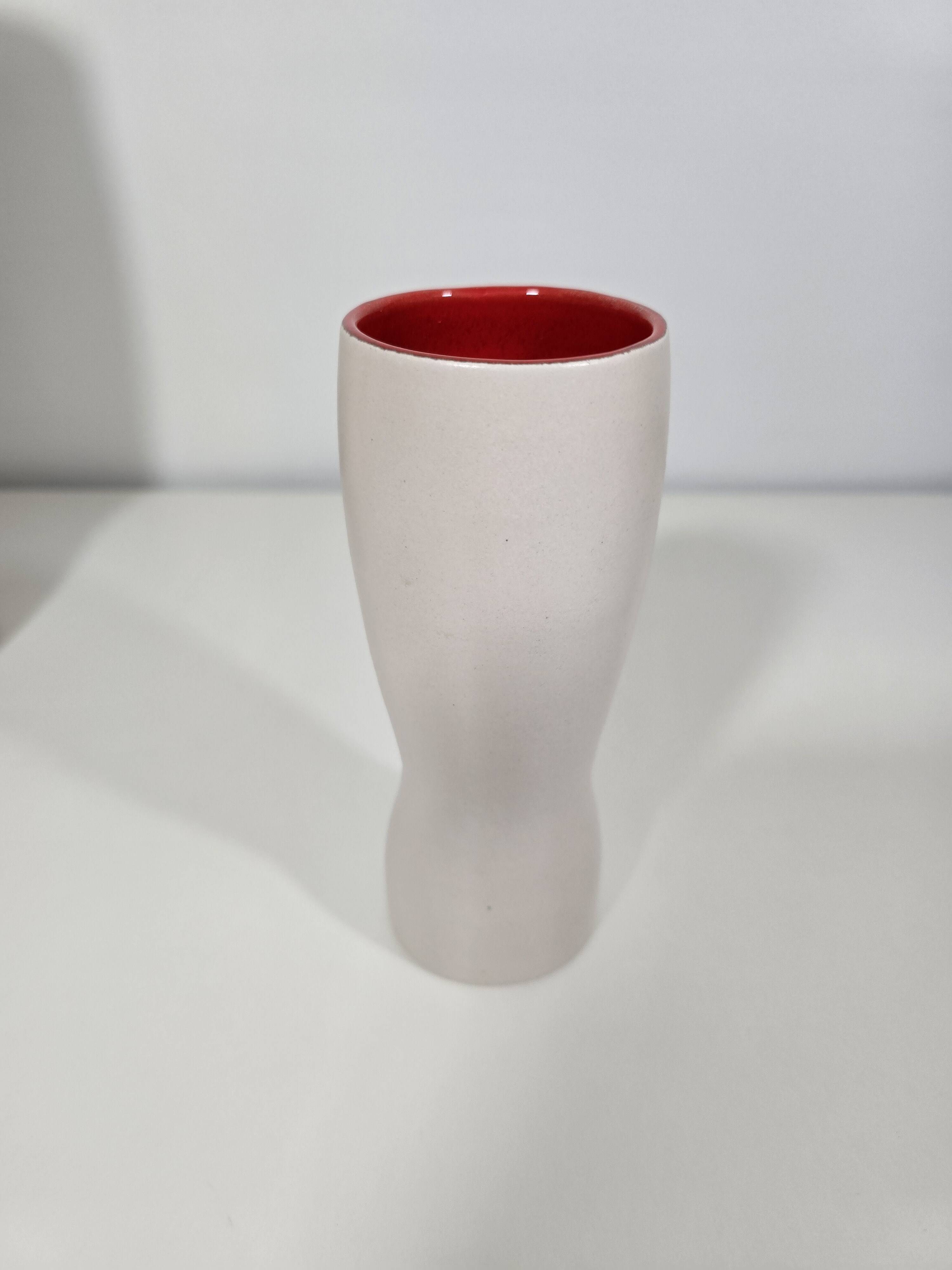 Jug and 12 ceramic cups model 1059 by Pol Chambost from around 1950.