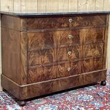 19th century Restoration chest of drawers in mahogany and marble top