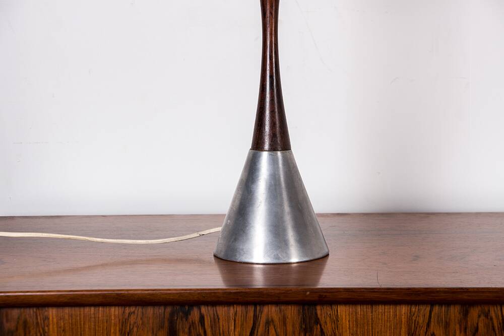 Lampe à poser Suédoise en Aluminium, Palissandre et Bakélite par Bergboms 1960.