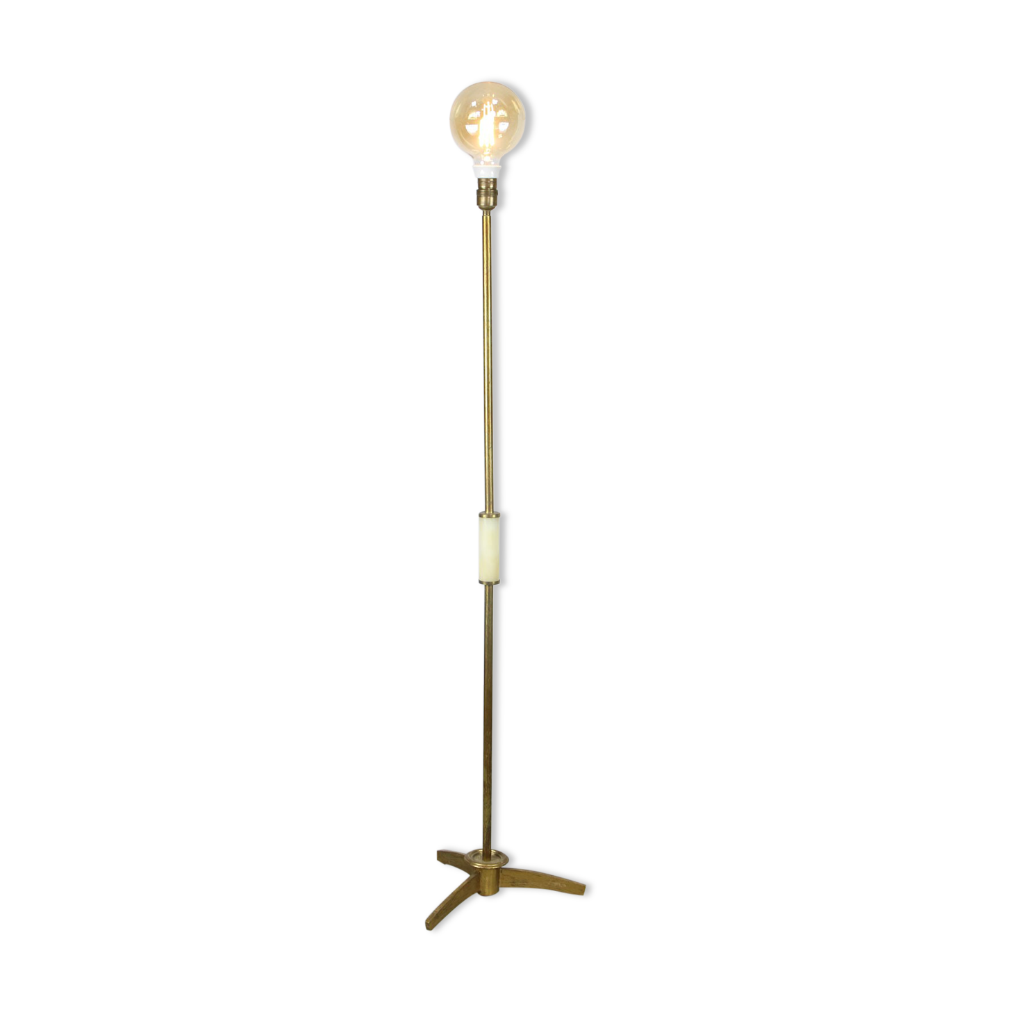 Minimal mid-century brass & marble lamp