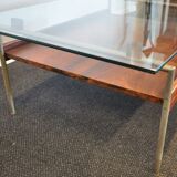 Coffee table glass and teak - 50s