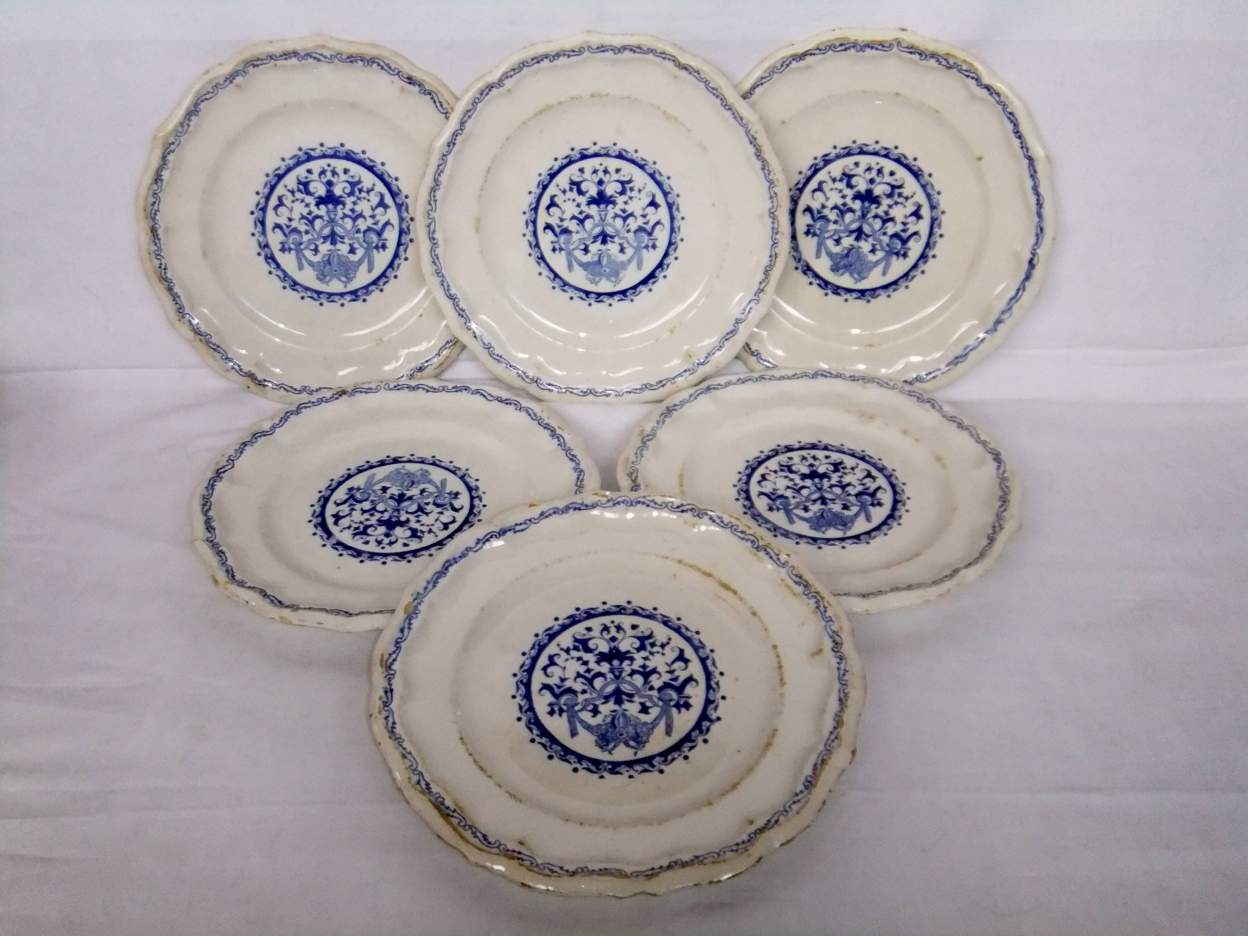 Plate Gien model Rouen stamp 1938 / 3 turns service table collection
