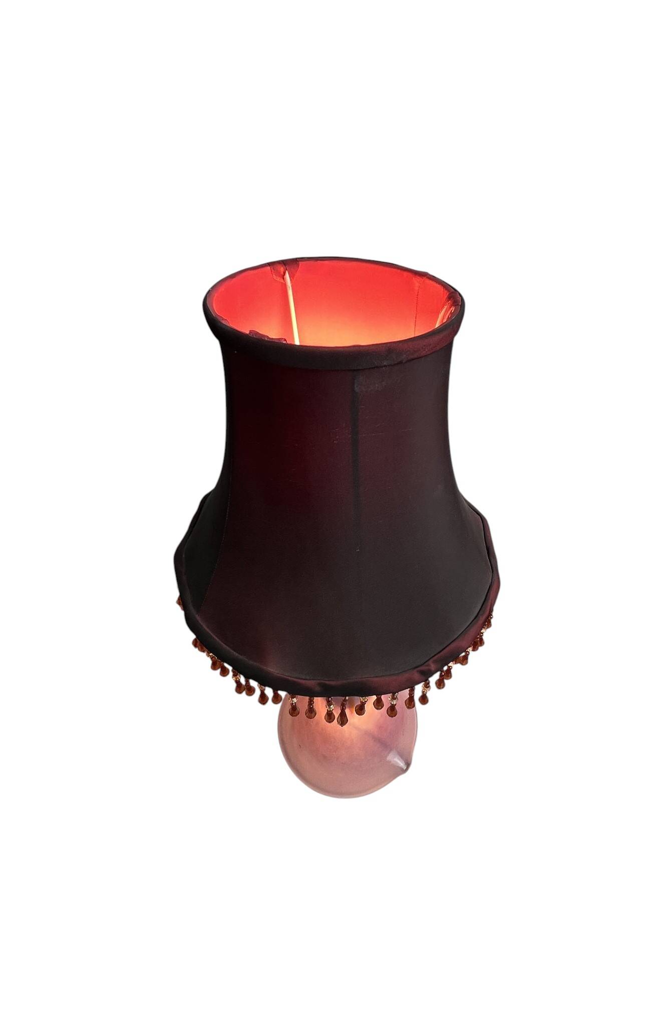 Lampe à poser pied verre Clichy abat-jour XXème