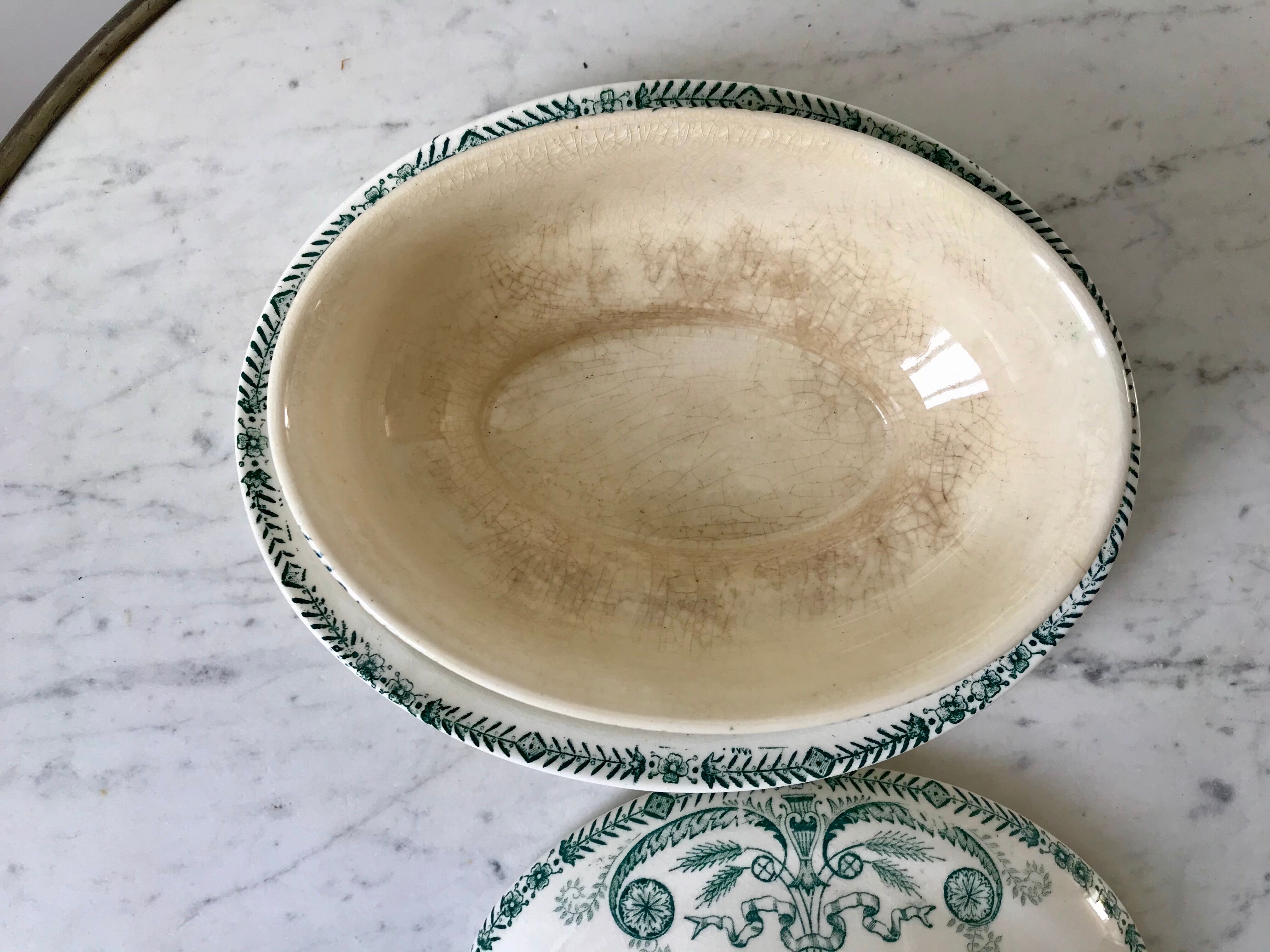 saucière Terre de Fer Longwy model Empire late nineteenth
