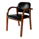 Chaise de bureau bois et Skaï noir 1980