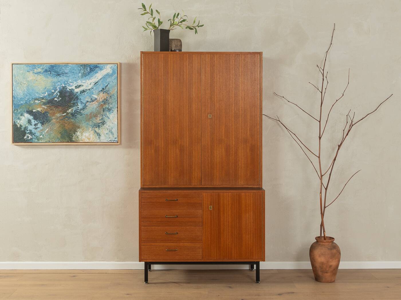 Walnut veneer wardrobe, 1960s
