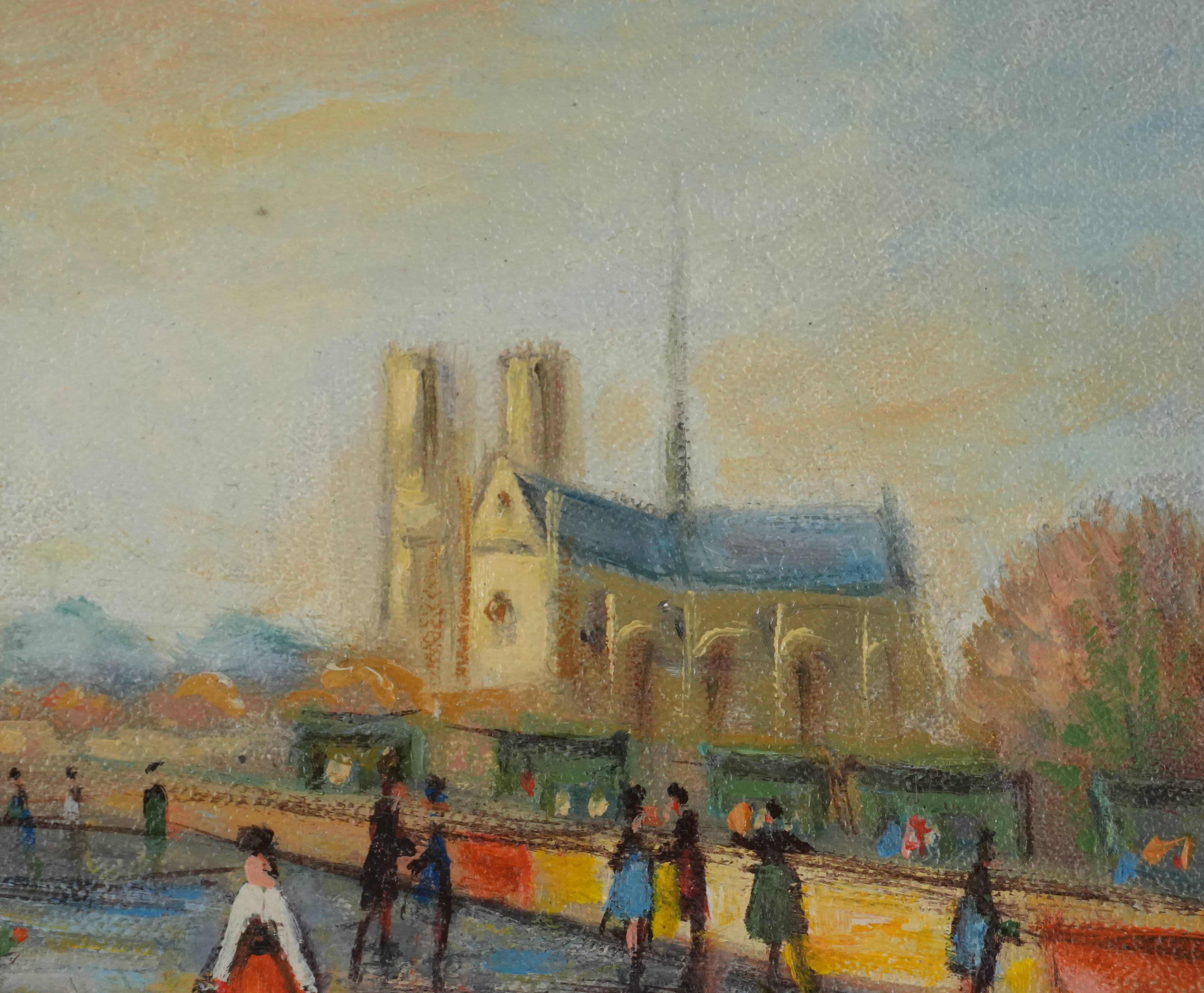 Michel PABOIS : Paris, Vue sur Notre Dame, huile sur toile originale signée