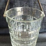 Chic vintage glass ice bucket with metal base - Excellent condition