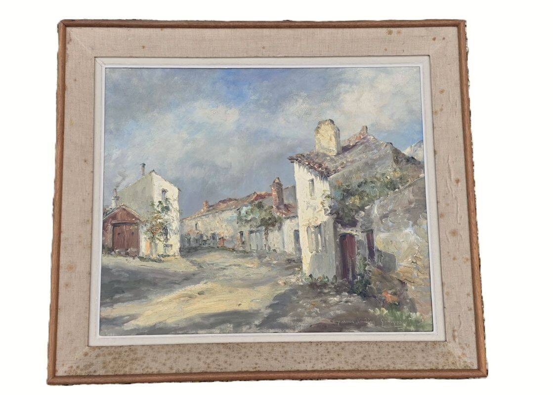Augizeau Gabriel Large Oil on Canvas Signed Titled Sigournais Vendée