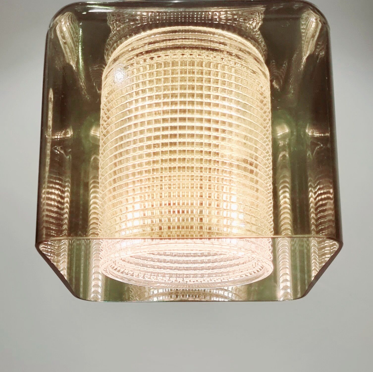 Mid century green glass ceiling light by Carl Fagerlund for orrefors, sweden, 1960s