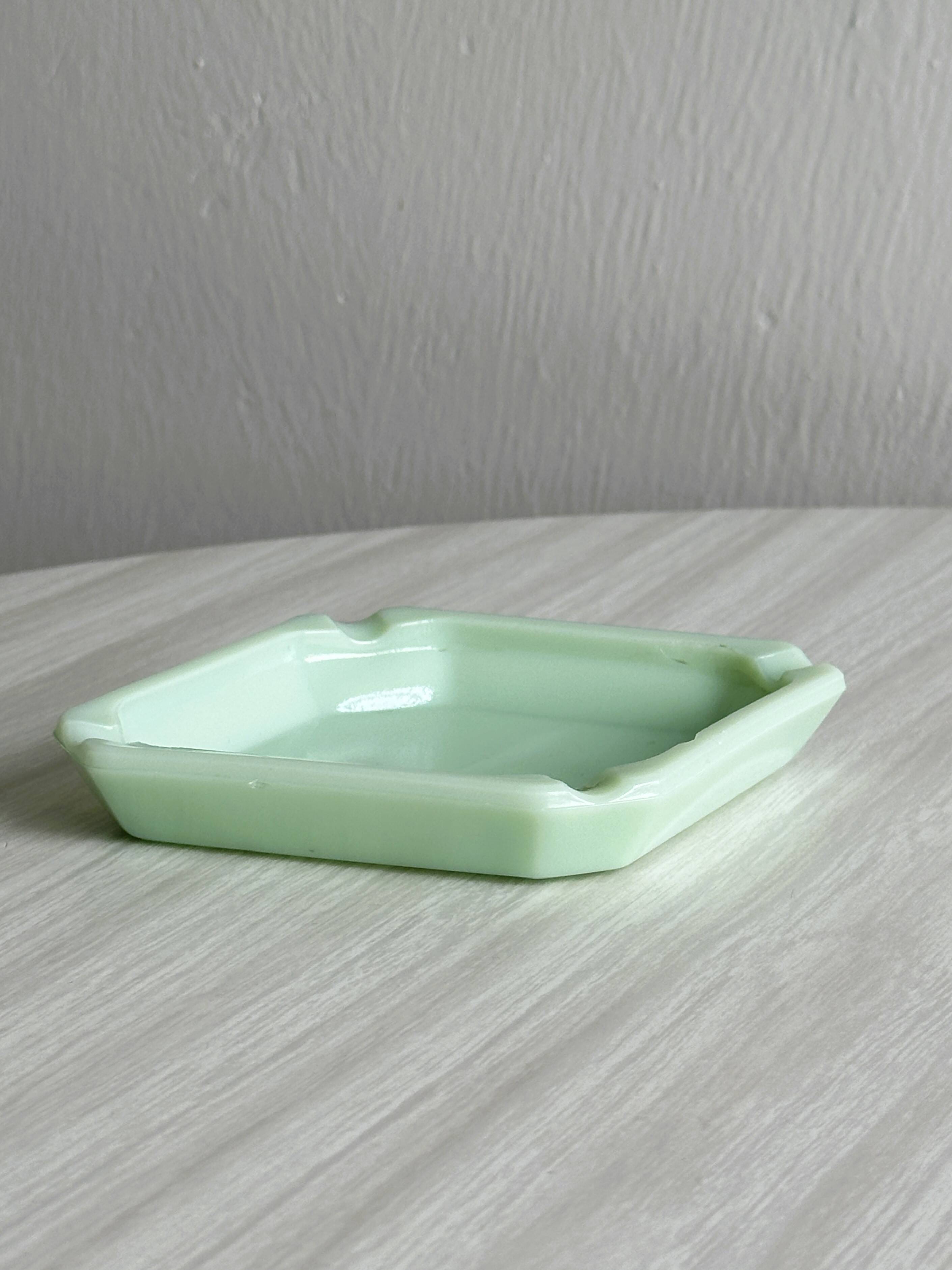 Green opaline ashtray, retro design,