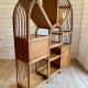 Large arch bookshelf "Pacific Rattan" sun cane bohemian chic