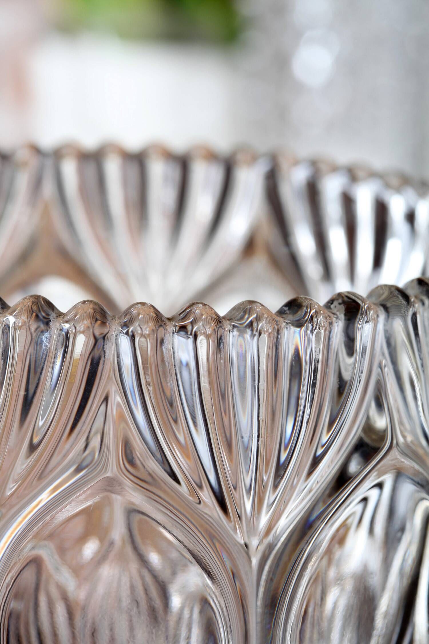 Vintage Clear Heavy Glass Vase by Rudolfova Huť / Czech Republic / 1960s