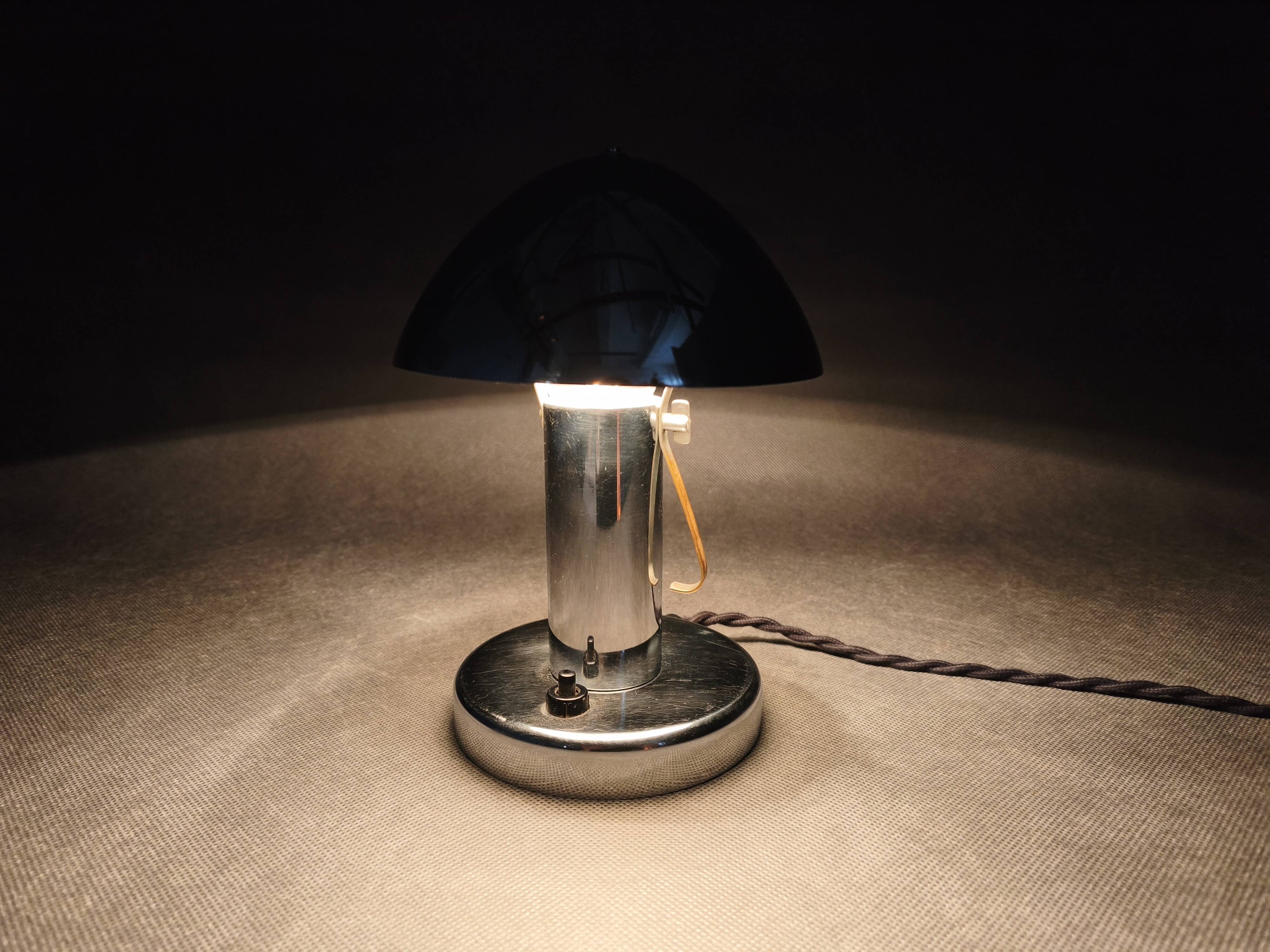 Bauhaus Chrome Adjustable Table Lamp, 1930s Czechoslovakia