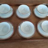 6 Pillivuyt pink and gold porcelain coffee cups