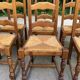 6 solid wood and straw chairs with high farmhouse-style backs