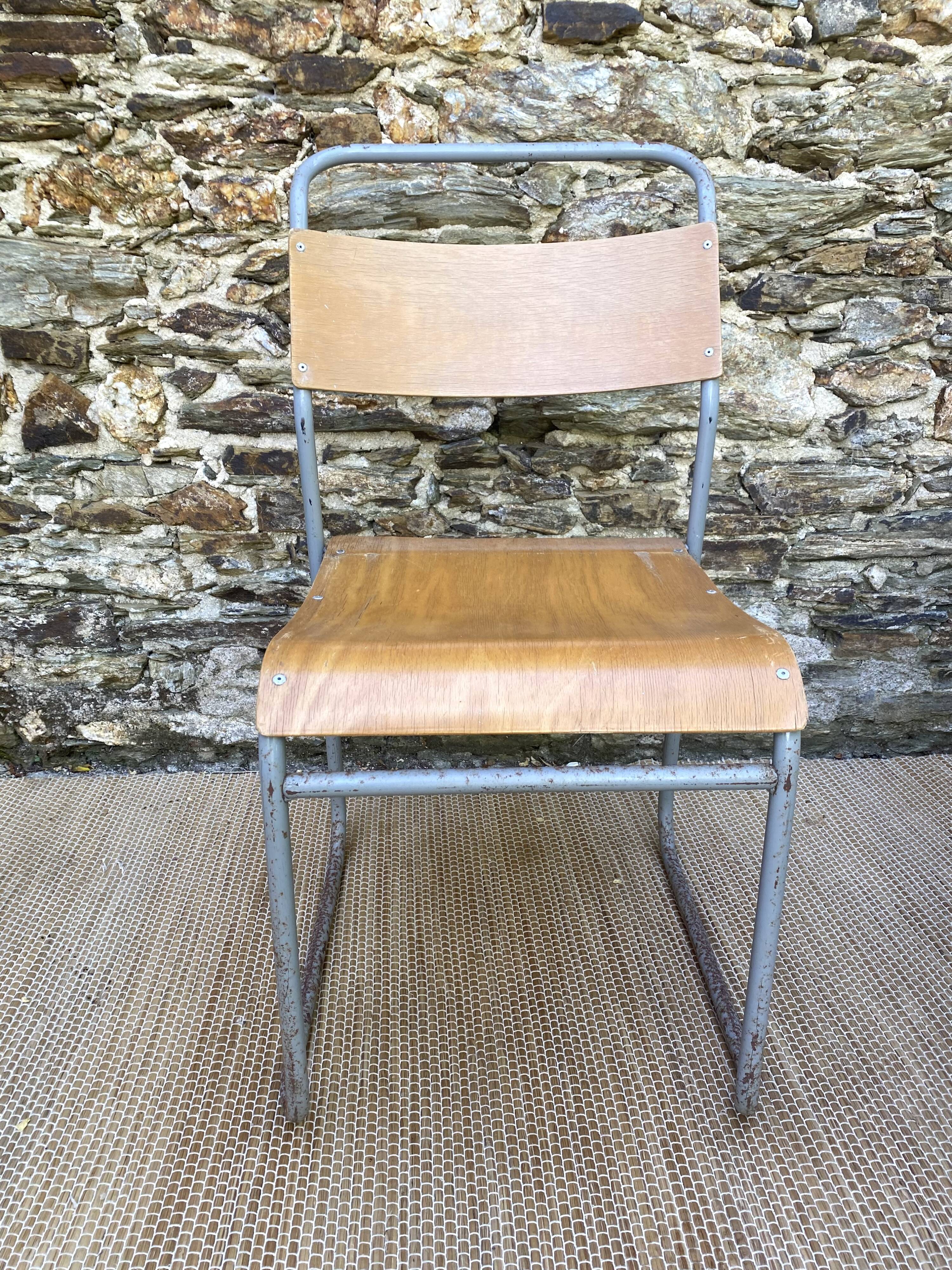 Remploy English industrial sled chairs from the 50s and 60s