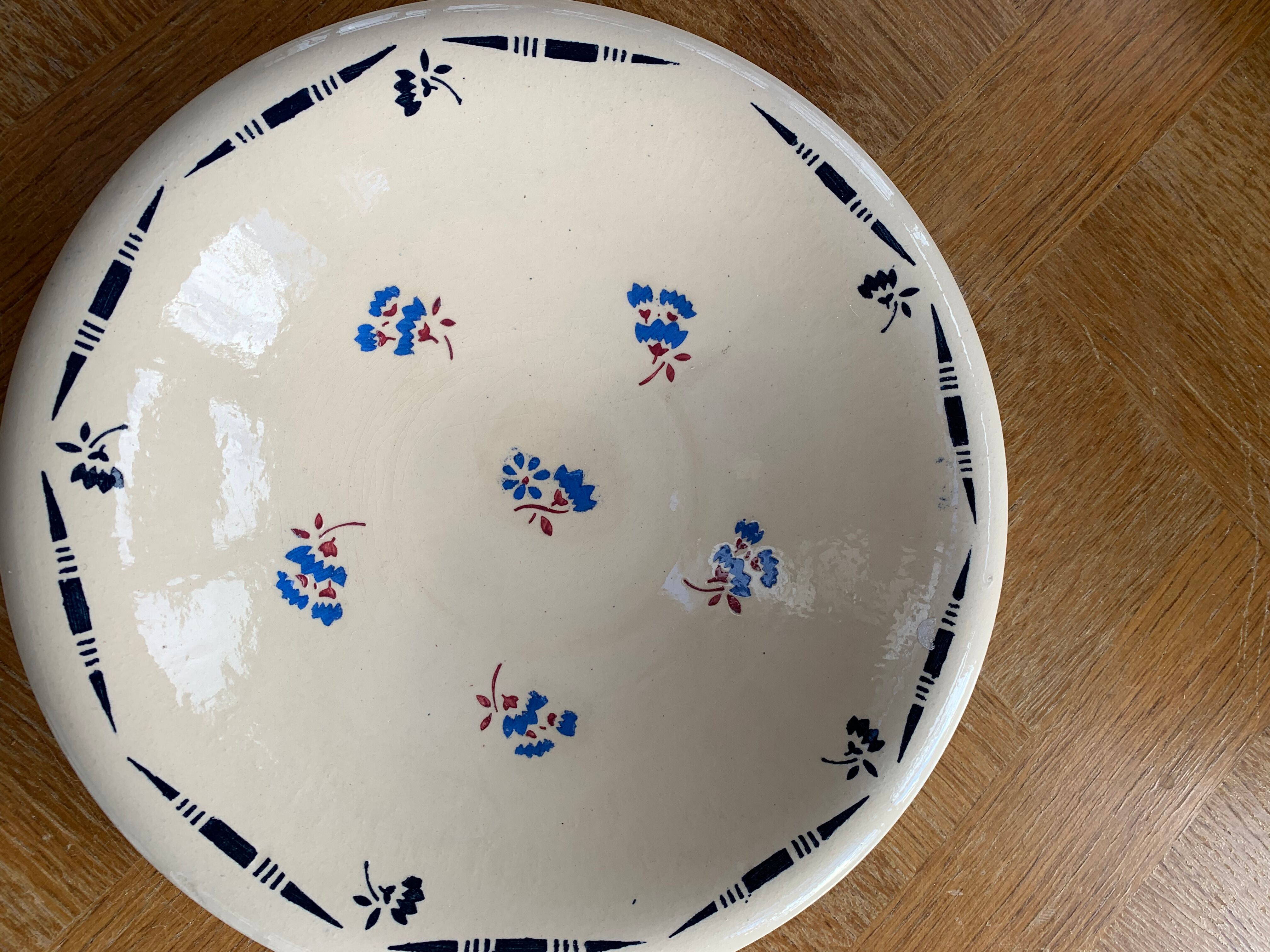 Two hollow dishes in glazed ceramic old model flora KG France luneville