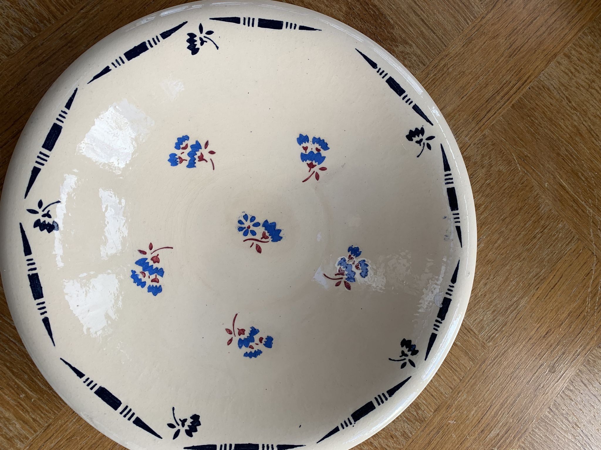 Two hollow dishes in glazed ceramic old model flora KG France luneville