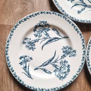 5 iron earthenware flat plates, KG Lunéville, Oeillet, 1900