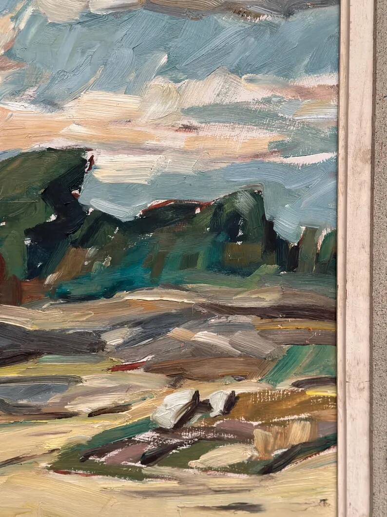 Original Swedish Oil on Canvas – “Mountains Landscape” by Georg Andersson – Signed – Vintage & Framed – 58 × 50 cm