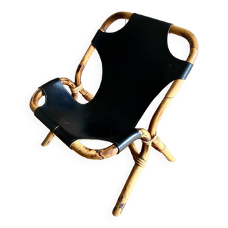 Bamboo and leather sling chair