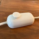 Opaline and rattan laying lamp