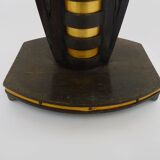 Art Deco style side table in beech and gilded metal. 1960s