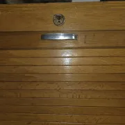 Vintage oak three-panel curtain cabinet